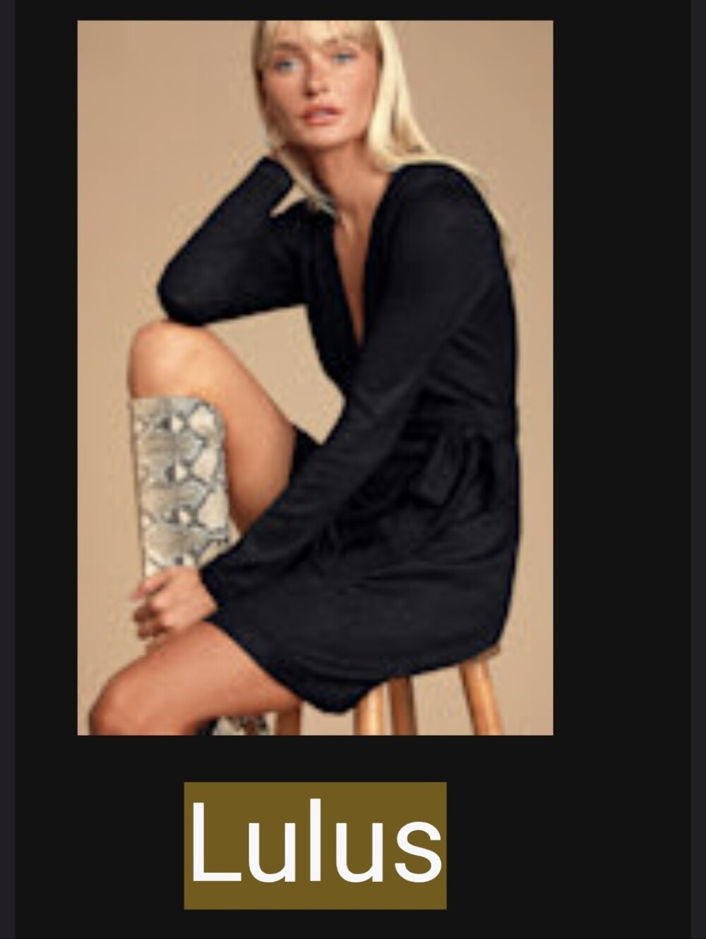 Lulu's Black Long-Sleeve V-Neck Tie-Waist Dress